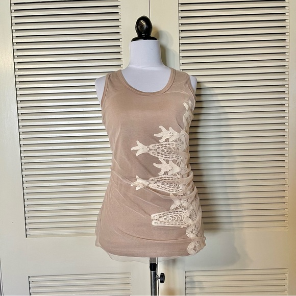 Sundance Tops - Sundance Mesh Appliqué Ruche Top